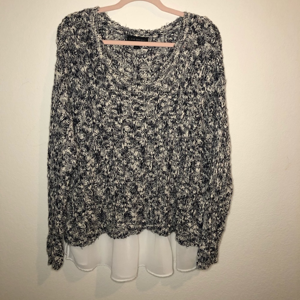 Lane Bryant Sweater W, Faux Blouse Bottom Sz 18/20